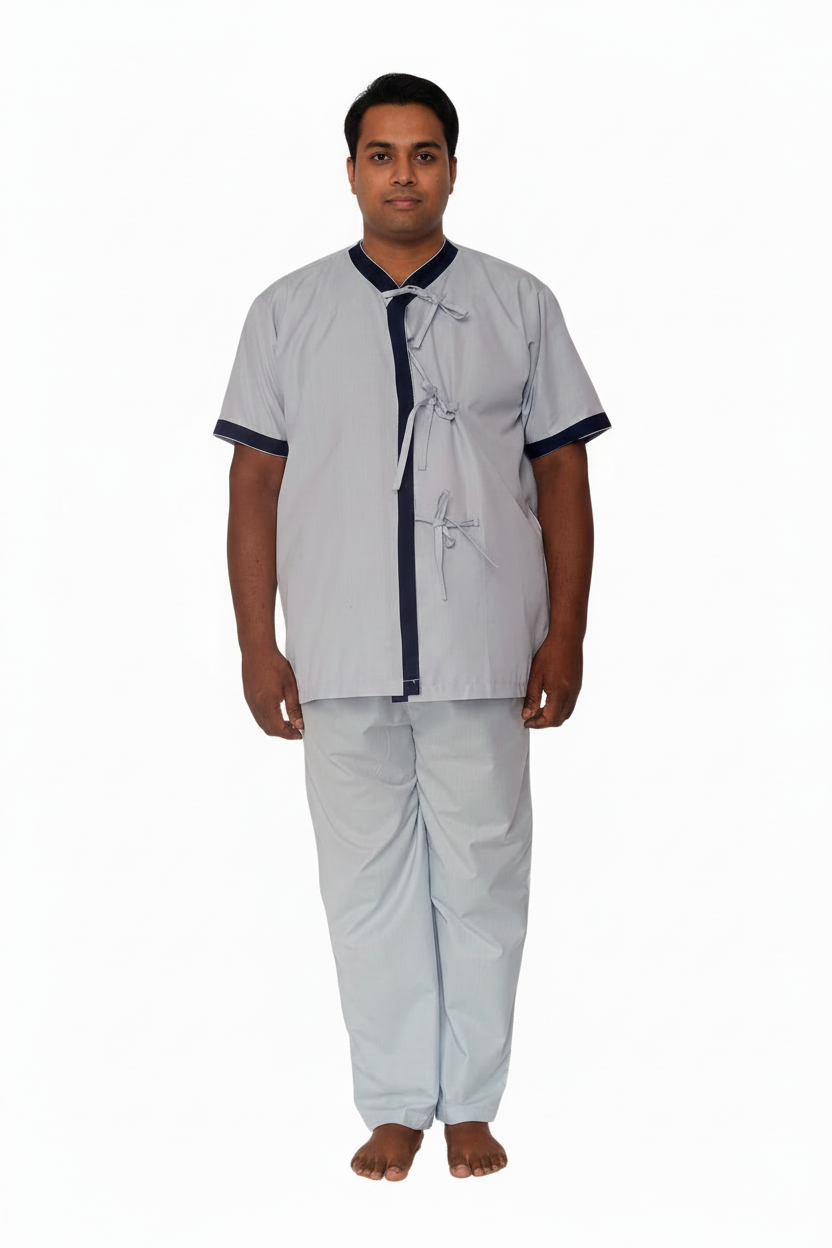 RAYTON PATEINT DRESS WITH FRONT TIE AND PIPING