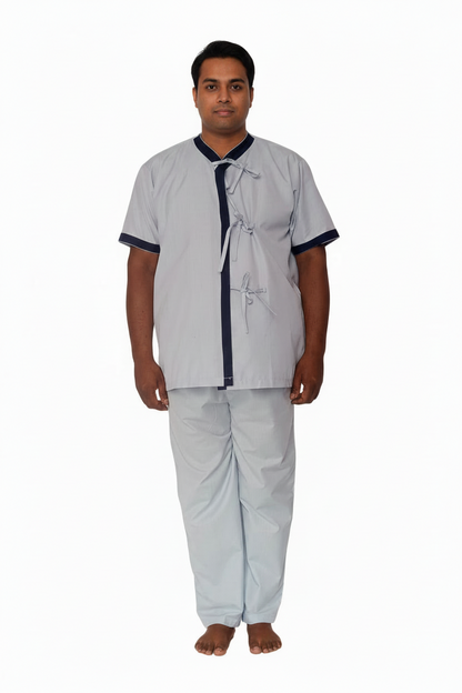 RAYTON PATEINT DRESS WITH FRONT TIE AND PIPING