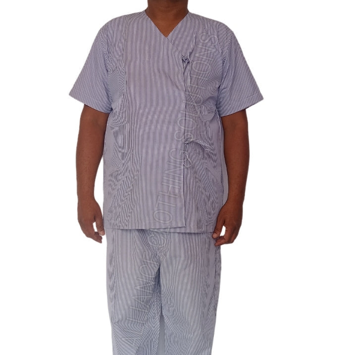 UNISEX PATIENT DRESS WITH TIE AND VELCRO