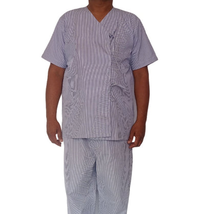 UNISEX PATIENT DRESS WITH TIE AND VELCRO