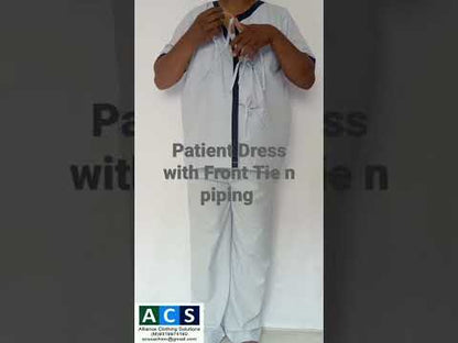 RAYTON PATEINT DRESS WITH FRONT TIE AND PIPING