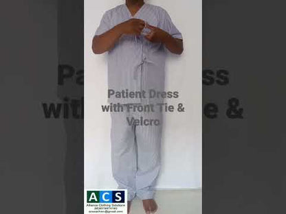 UNISEX PATIENT DRESS WITH TIE AND VELCRO